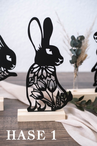 Aufsteller Osterhase mit Holzsockel